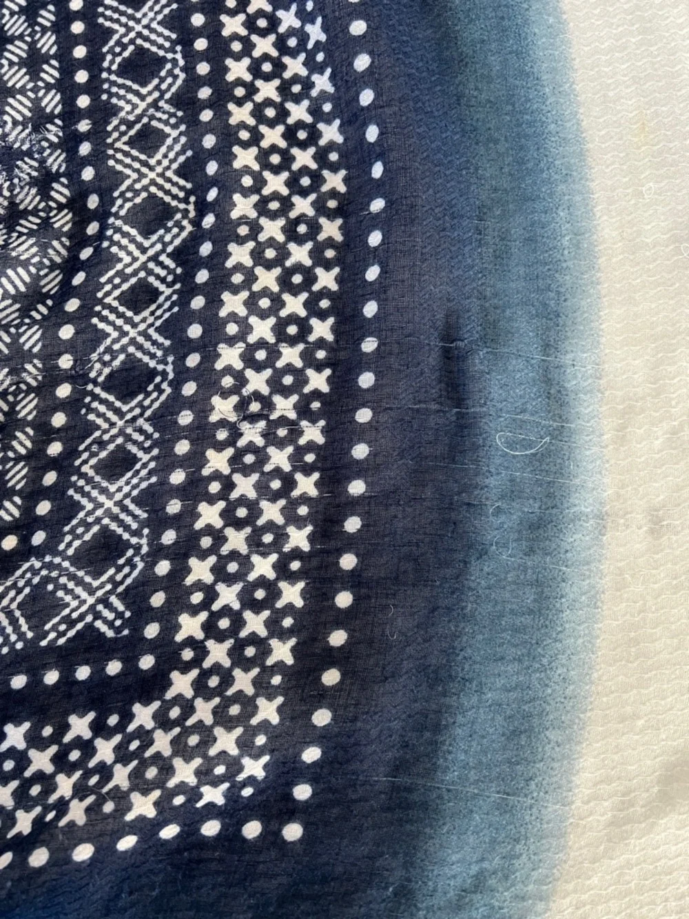 Navy, Light Blue and White Geometric Scarf Wrap Beach Sarong